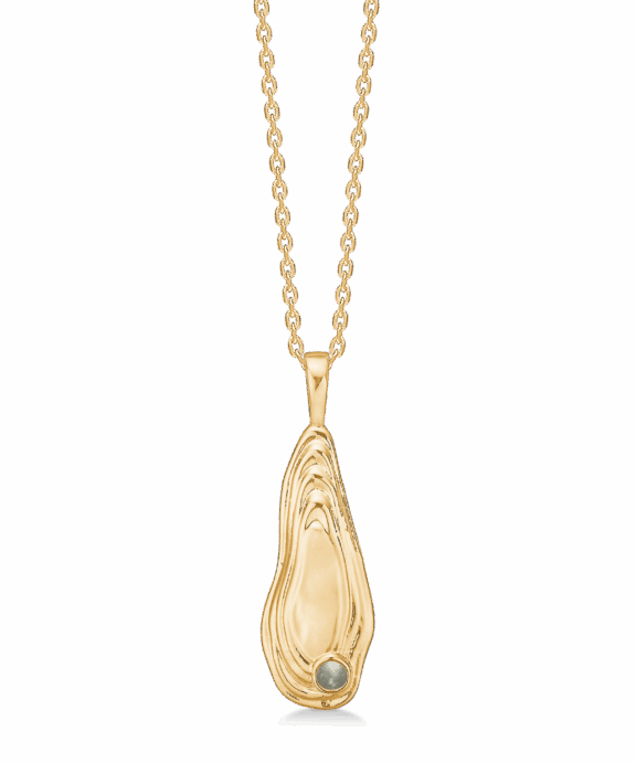 STUDIO Z SHELL HALSKÆDE SØLV FORGYLDT MED GRÅ ZIRKON - 7227828