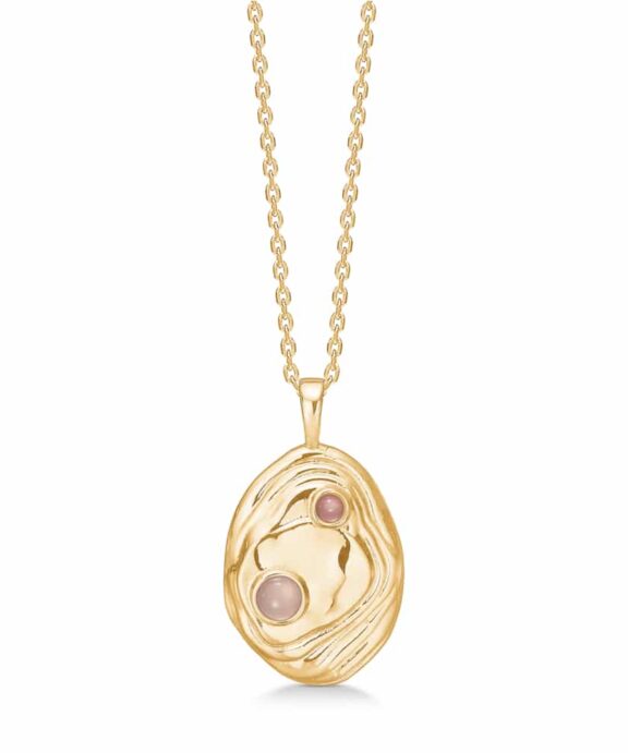 STUDIO Z SHELL HALSKÆDE  SØLV FORGYLDT MED ROSA ZIRKON - 7227838