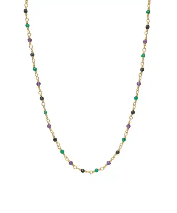 CARRÈ MIDNIGHT HALSKÆDE SØLV FORGYLDT MED AMETYST - FC 4456 GRAMBA 40+2,5+2,5CM