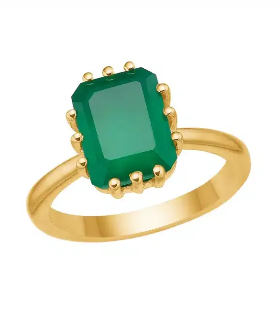 CARRÈ MIDNIGHT RING SØLV FORGYLDT MED GRØN AGAT - FR 4488 GR