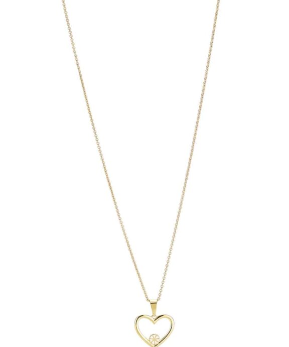 LUND COPENHAGEN HALSKÆDE MARGUERIT MED HJERTE SØLV FORGYLDT - 902250-M