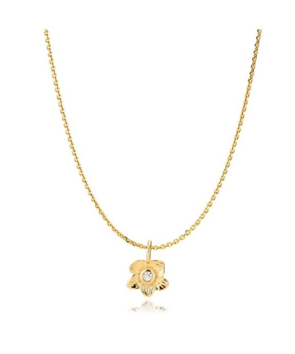 IZABEL CAMILLE ROSA HALSKÆDE SØLV FORGYLDT MED ZIRKON - S20448GS45