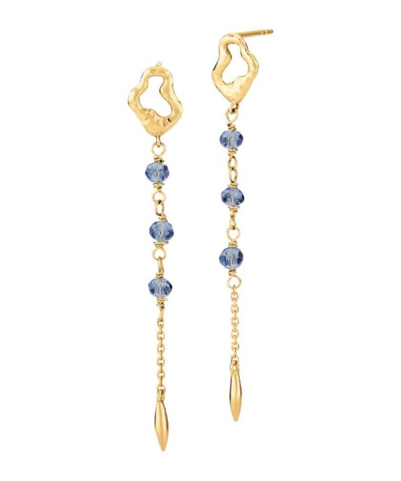 IZABEL CAMILLE ØRERINGE I SØLV MED BLÅ KRYSTAL STEN KARINA X IC - A1802GS