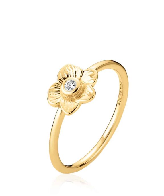 IZABEL CAMILLE ROSA RING FORGYLDT SØLV MED STEN - A4184GS