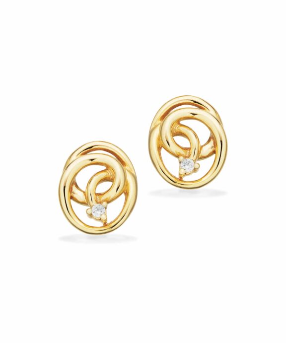 SCROUPLES 8 KARAT GULD ØRERINGE KNUDE MED ZIRKONIA - 123493