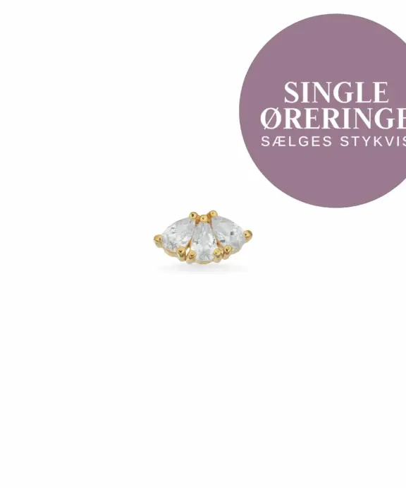 SCROUPLES ØRERING SINGLE SØLV FORGYLDT MED ZIRKONER - 160372-1