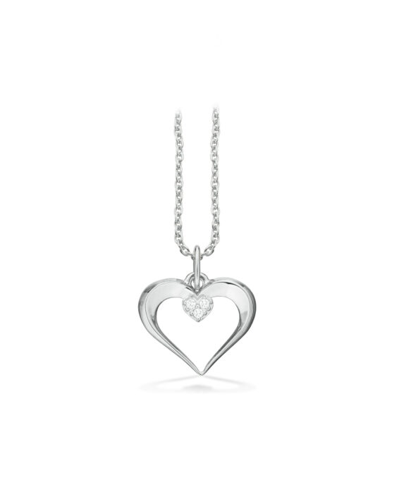 SCROUPLES VEDHÆNG MED 8 KARAT HVIDGULDSHJERTEVEDHÆNG MED BRILLANTER - 214054