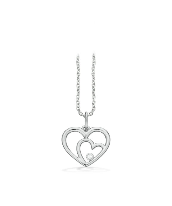 SCROUPLES VEDHÆNG MED 8 KT HVIDGULDSHJERTE MED BRILLANT - 214064