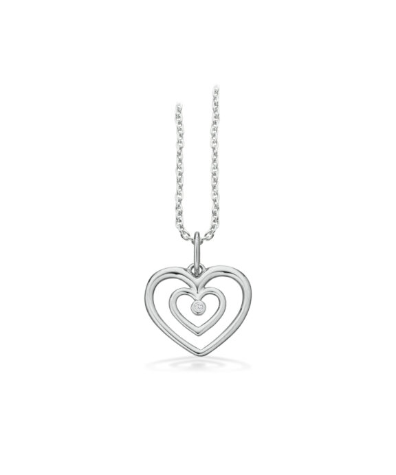 SCROUPLES VEDHÆNG 8 KARAT HVIDGULDSHJERTE MED BRILLANT - 214074