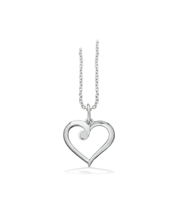 SCROUPLES VEDHÆNG MED 8 KARAT HVIDGULDSHJERTE MED BRILLANT - 214084