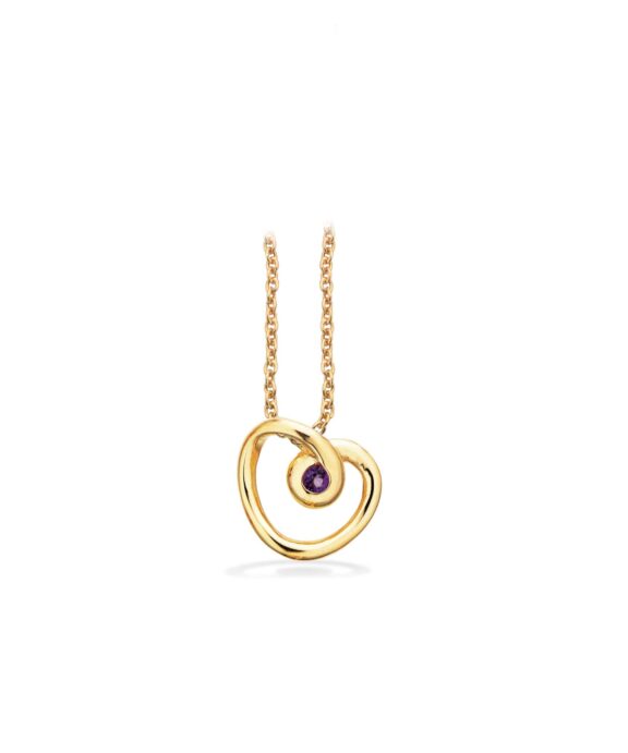 SCROUPLES VEDHÆNG HJERTE 14 KARAT GULD MED AMETYST - 214235