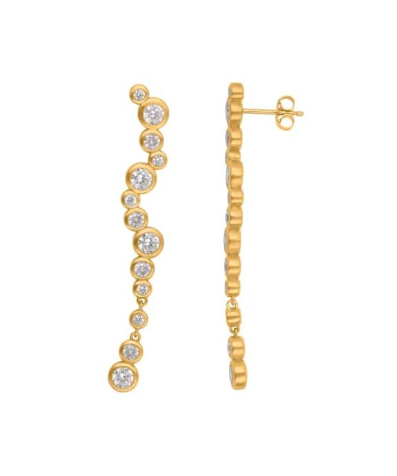 BYBIEHL STARDUST ØRERINGE SØLV FORGYLDT MED ZIRKONIA LANG - 4-4603a-GP