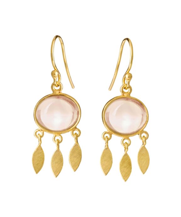 SUSANNE FRIIS BJØRNER BOHEME ØRERINGE MED MORGANIT I SØLV FORGYLDTE - 5675-2-230