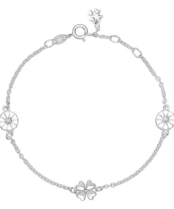 LUND COPENHAGEN MARGUERIT ARMBÅND MED FIRKLØVER SØLV - 9015072-H