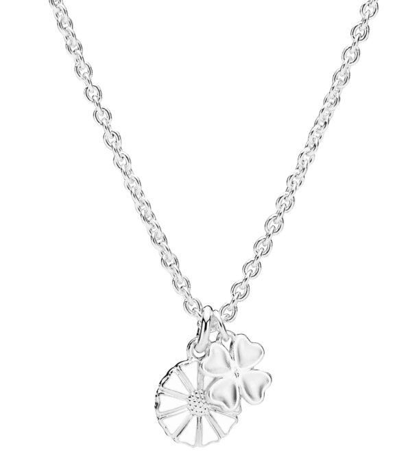 LUND COPENHAGEN HALSKÆDE MARGUERIT MED FIRKLØVER SØLV - 9025073-H