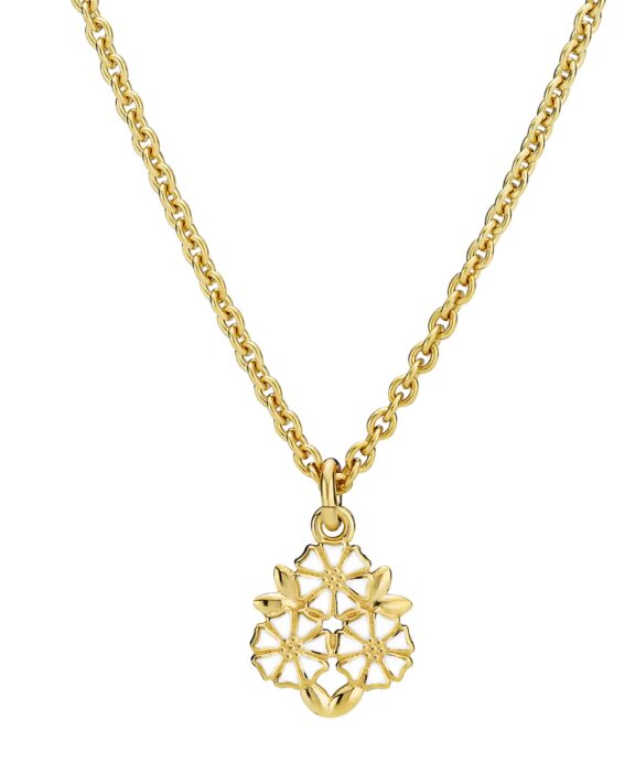 LUND COPENHAGEN HALSKÆDE 3 MARGUERITTER MED BLADE SØLV FORGYLDT - 9025078-M