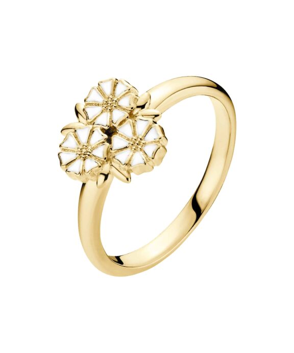 LUND COPENHAGEN RING MARGUERIT MED BLAD SØLV FORGYLDT - 9075078-M