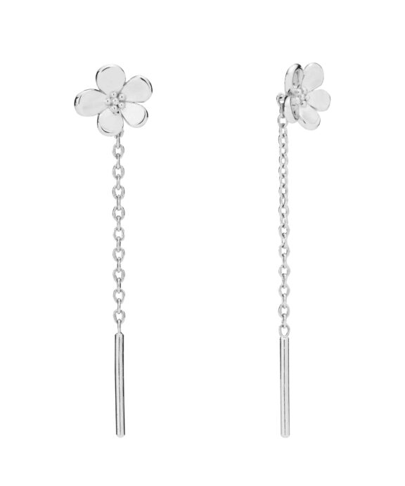 LUND COPENHAGEN ØRERINGE BLOMST MED KÆDE SØLV - 9091302