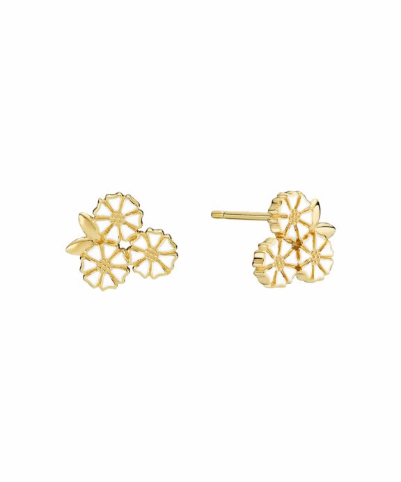 LUND COPENHAGEN MAGUERIT ØRERINGE MED BLADE SØLV FORGYLDT - 9095078-4-M