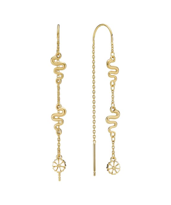 LUND COPENHAGEN ØRERINGE MARGUERIT MED BØLGE SØLV FORGYLDT - 9095080-M