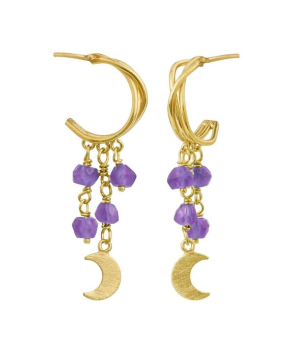 SUSANNE FRIIS BJØRNER ØRERINGE I SØLV FORGYLDT MED AMETYST - 5681-2-118