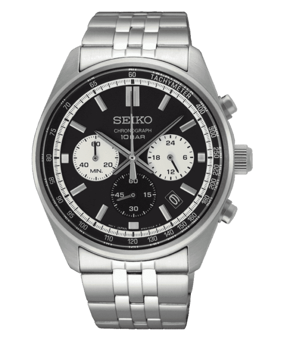 SEIKO SORT SKIVE HVID OG CHRONOGRAF - SSB429P1
