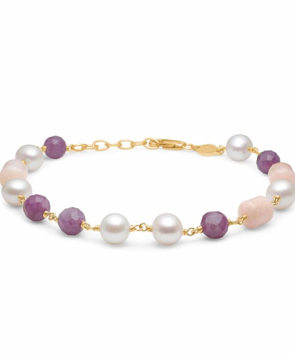 MADS Z TREASURE ARMBÅND 14 KARAT GULD MED PINK OPAL - 1556002