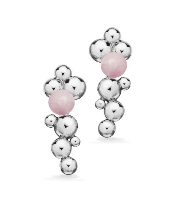 SCROUPLES ØRERINGE I SØLV MED ROSA QUARTZ - 160132