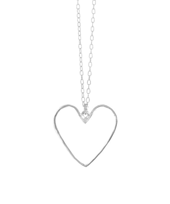 SUSANNE FRIIS BJØRNER SØLV HALSKÆDE HJERTE HAMRET 20MM - 1910-1-45-20
