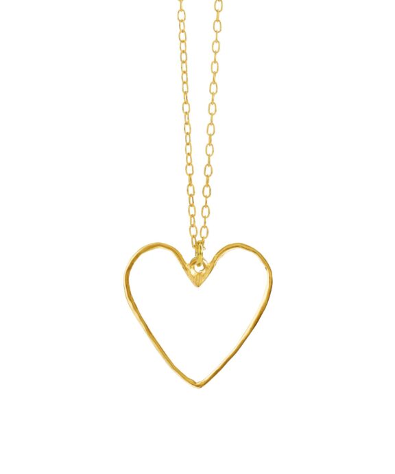 SUSANNE FRIIS BJØRNER SØLV FORGYLDT HALSKÆDE HJERTE 20MM -  1910-2-45-20