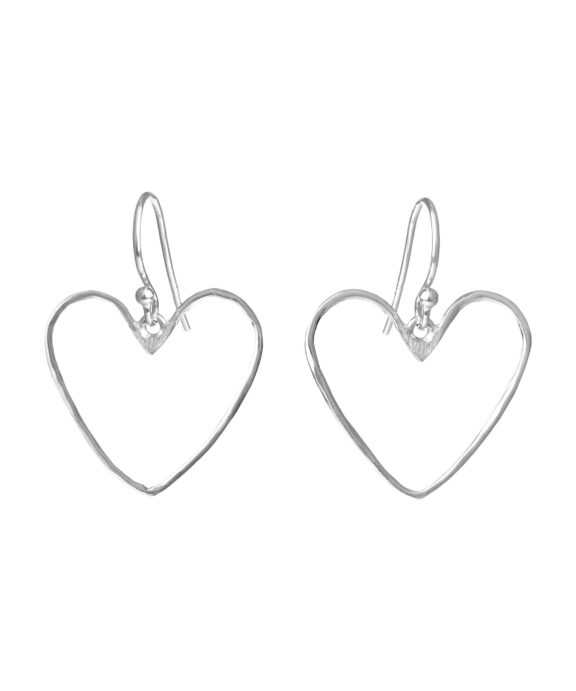 SUSANNE FRIIS BJØRNER I SØLV ØRERINGE MED HJERTE HAMRET 20MM - 5703-1-20