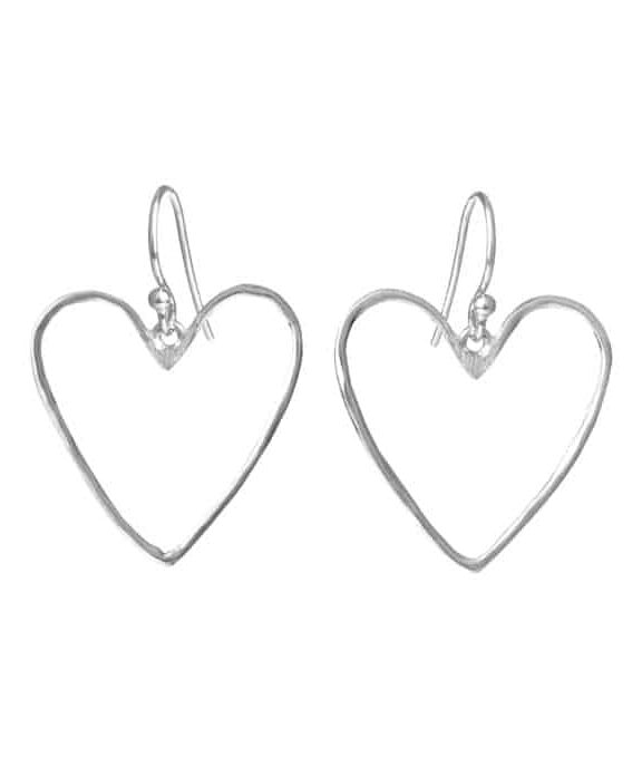 SUSANNE FRIIS BJØRNER HJERTE ØREHÆNGER STOR I SØLV - 5703-1-25