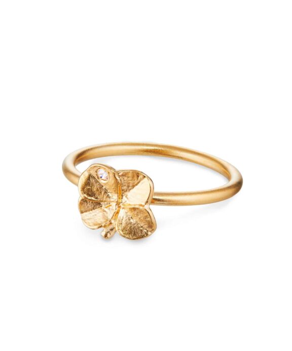 FLORA DANICA FIRKLØVER RING 18 KARAT GULD LILLE - FLC-RI-18K-G