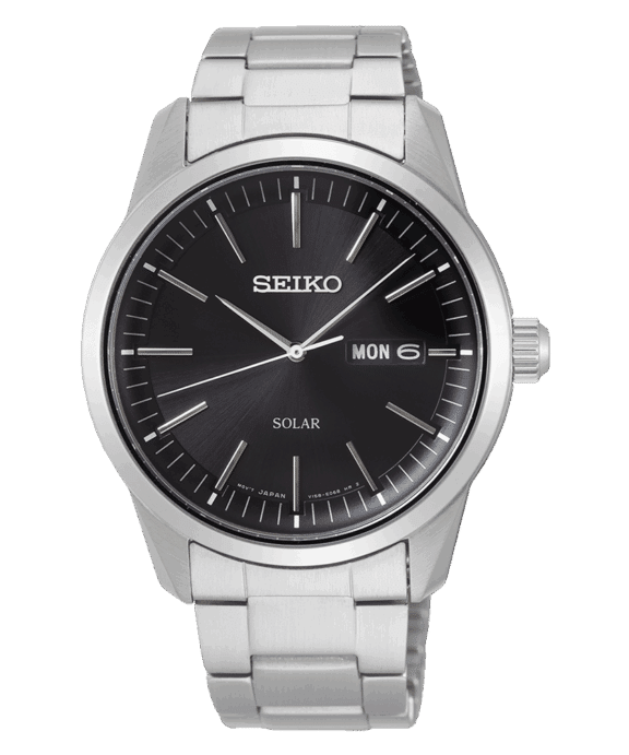 SEIKO SOLAR STÅL SORT SKIVE - SNE527P1