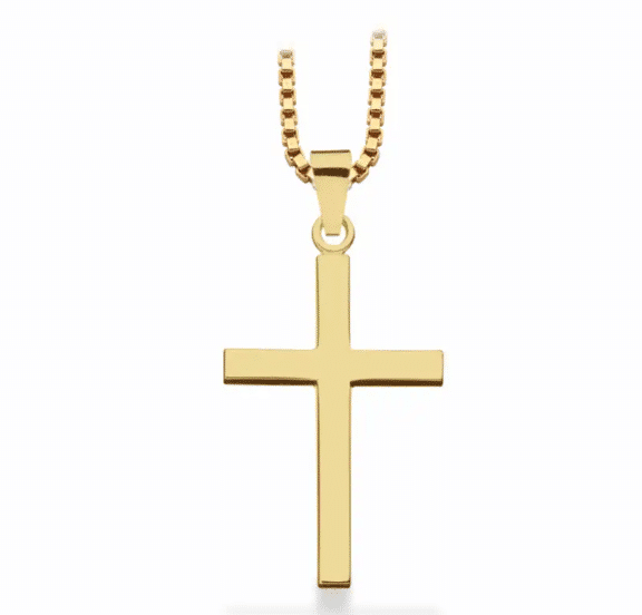 SCROUPLES VEDHÆNG I SØLV FORGYLDT MED KORS 25X16MM - 26742F