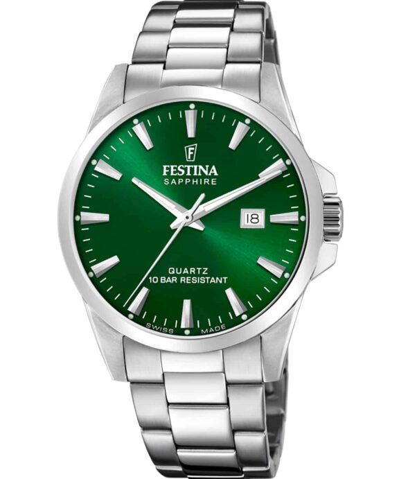 FESTINA SWISS MADE UR HERRE MED GRØN SKIVE - F20024/6