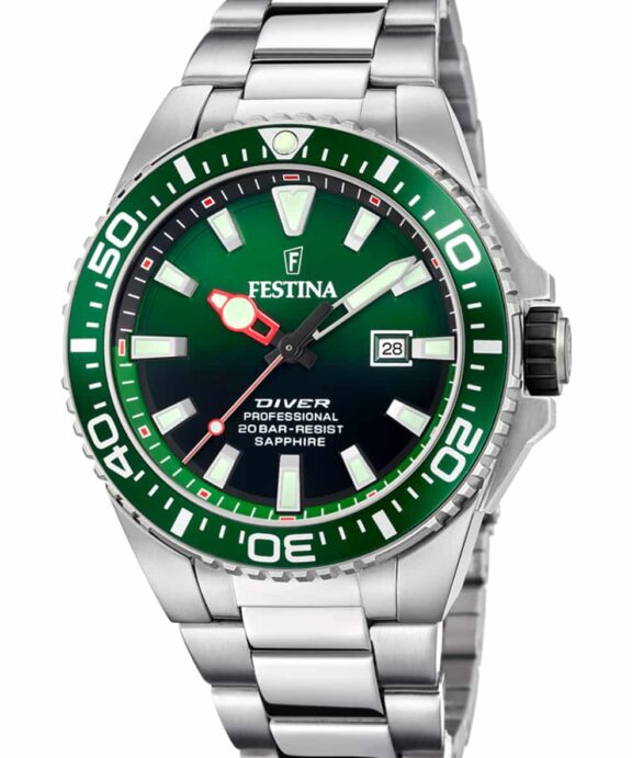 FESTINA DIVER UR HERRE STÅL MED GRØN SKIVE - F20663/2