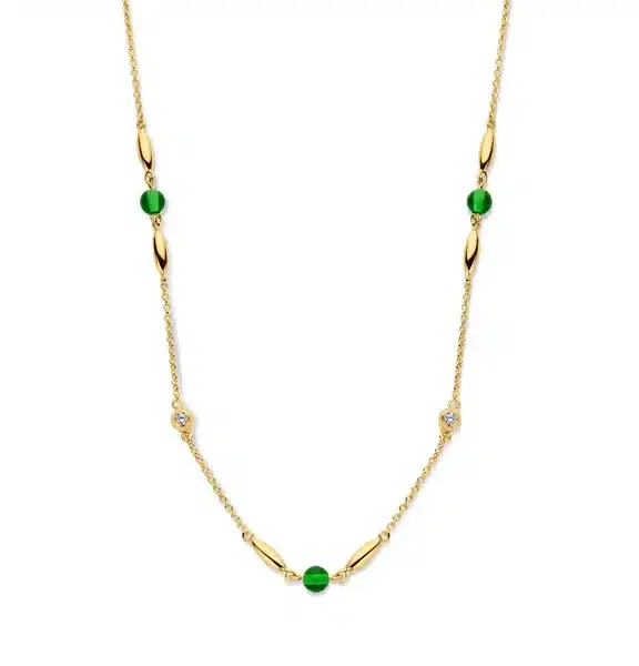 SPIRIT ICONS CONELIA HALSKÆDE MED GRØN STEN - 11012-45