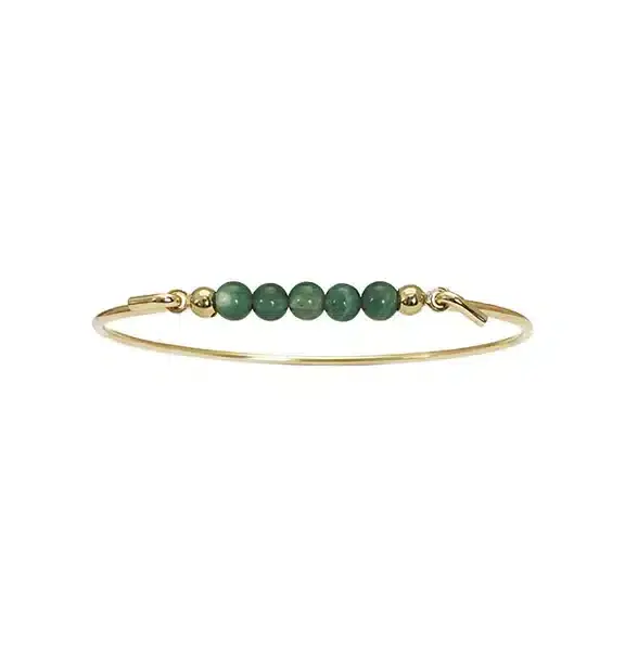 HEIRING MULTI FORGYLDT BANGLE ARMBÅND GRØN AGAT - 53-4-02FG