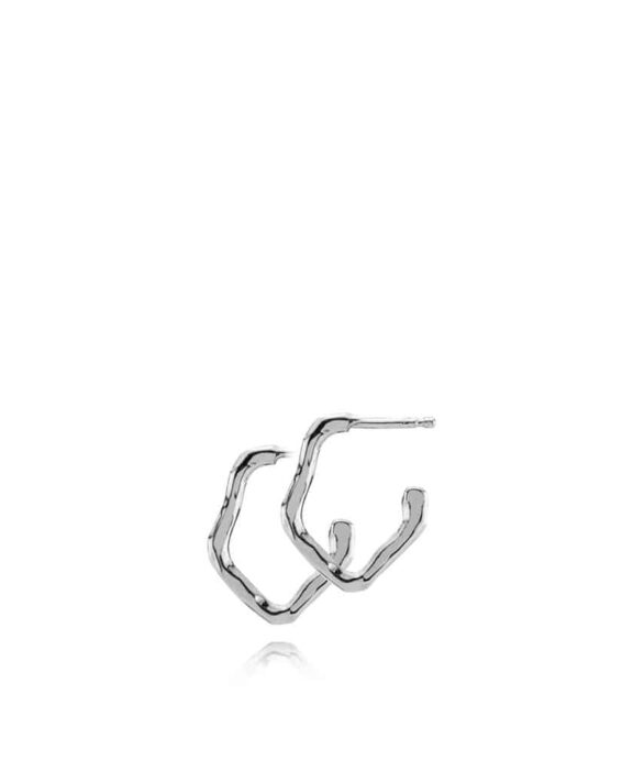 SISTIE SØLV ØRERINGE CREOL MED ORGANISK OVERFLADE  - Z1103SWS