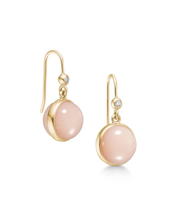 JULIE SANDLAU LUMINA ØREHÆNGER 18 KARAT GULD MED PEACH MÅNESTEN - YG-HKS473PAMN