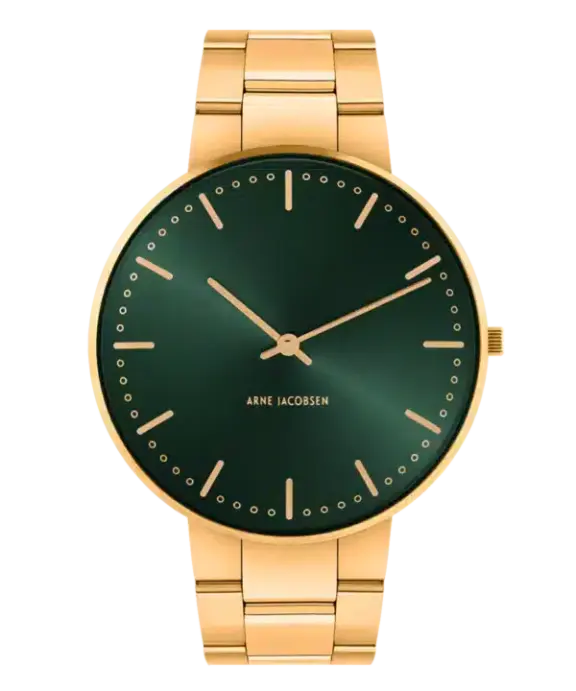 ARNE JACOBSEN UR CITY HALL GRØN MED LÆNKE 40 MM - 53208-2029