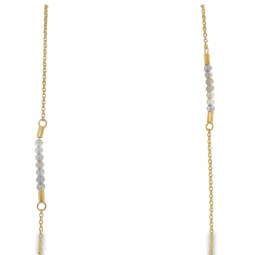 HEIRING RAW COLLIER I FORGYLDT SØLV MED HVIDE MÅNESTEN 80 CM - 52-1-44FG