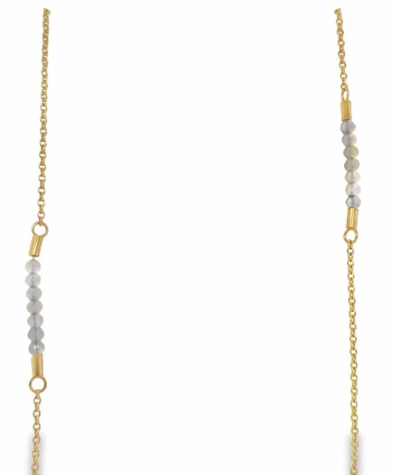 HEIRING RAW COLLIER I FORGYLDT SØLV MED HVIDE MÅNESTEN 80 CM - 52-1-44FG