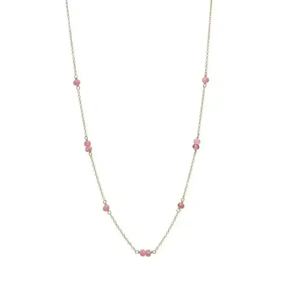 CARRÈ HALSKÆDE SØLV FORGYLDT MED PINK TURMALIN - FC 4335 TRP 38+2,5+2,5CM