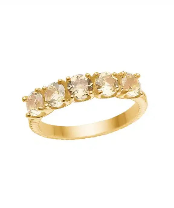 CARRÉ RING SØLV FORGYLDT MED CHAMPAGNE KVARTS - FR 4450 CH