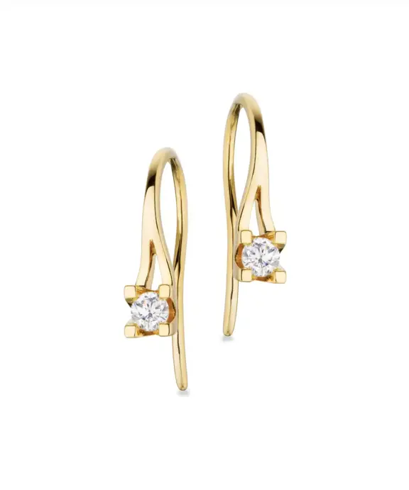 KLEOPATRA 14 KARAT GULD ØRERINGE BØJLE MED BRILLANT 0,20 CARAT WESSELTON/SI - 1125,20