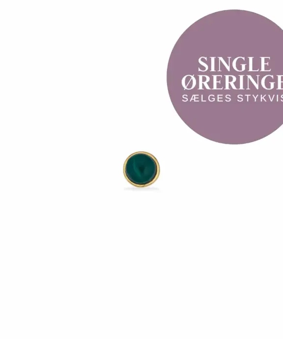 SCROUPLES ØRERING SINGLE SØLV FORGYLDT MED SYNTETISK MALAKIT - 160352-1