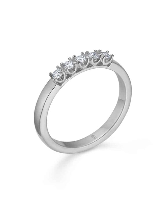 MADS Z CROWN ALLIANCE RING 14 KARAT HVIDGULD MED 5 X 0,04 - 1641845