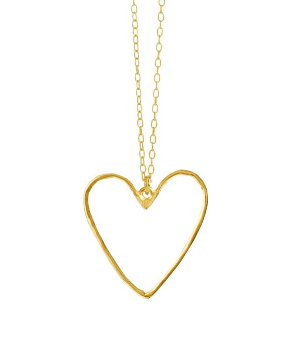 SUSANNE FRIIS BJØRNER SØLV FORGYLDT HALSKÆDE HJERTE 25MM - 1910-2-45-25